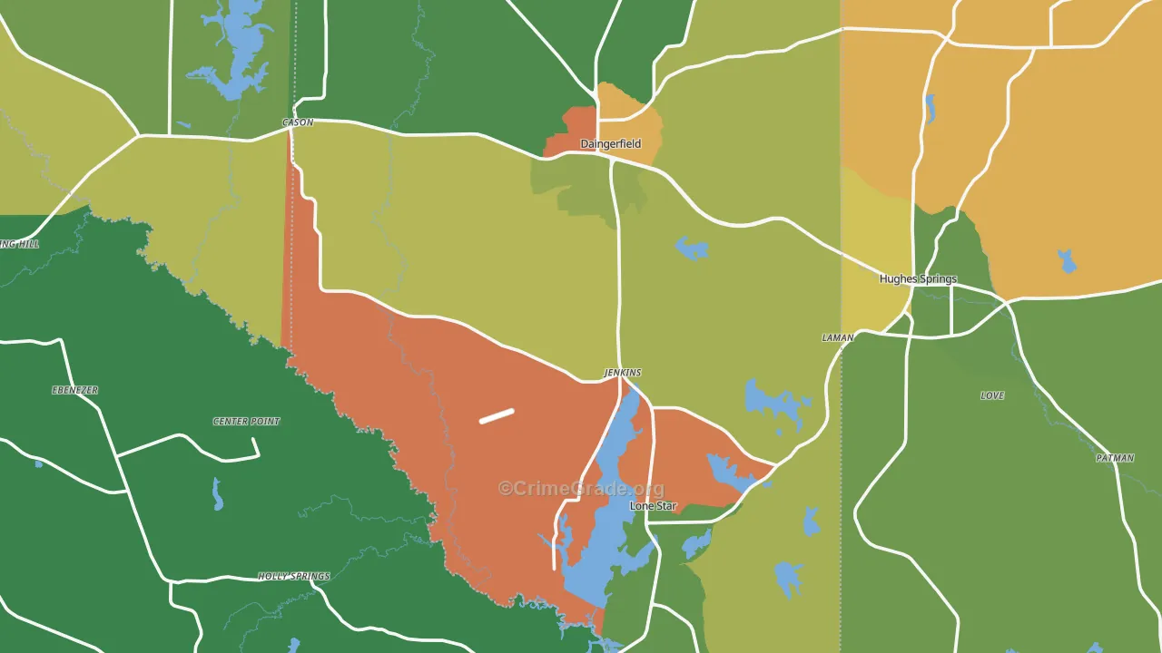 Lone Star, TX Map of Theft Rates
