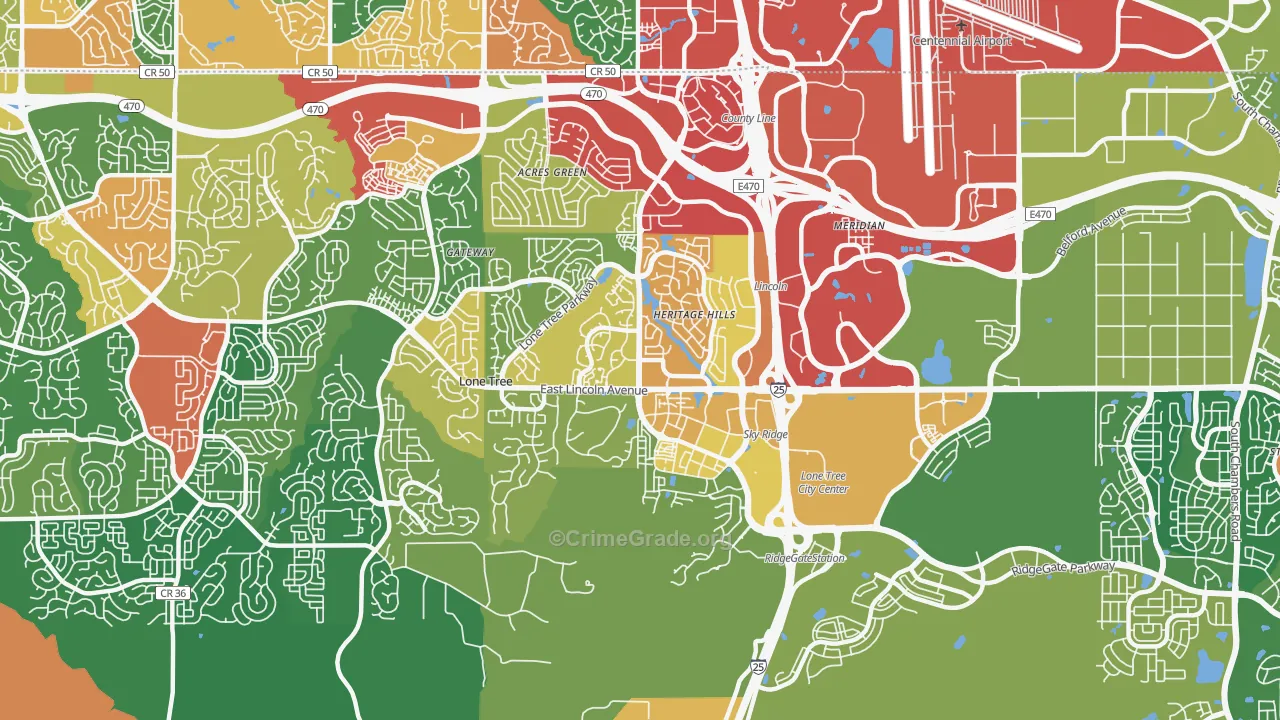 Lone Tree, CO Map of Theft Rates