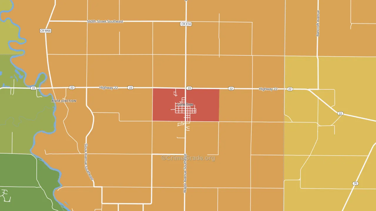 Lone Tree, IA Map of Theft Rates