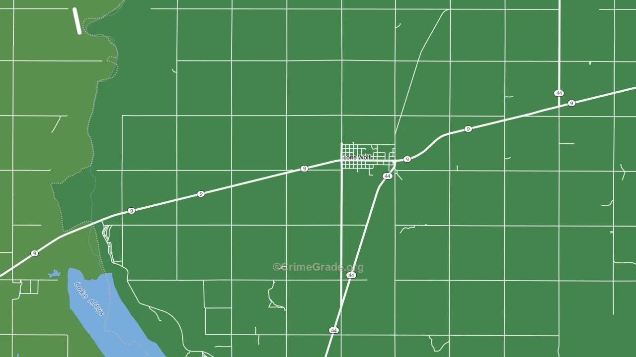 Lone Wolf, OK Map of Theft Rates