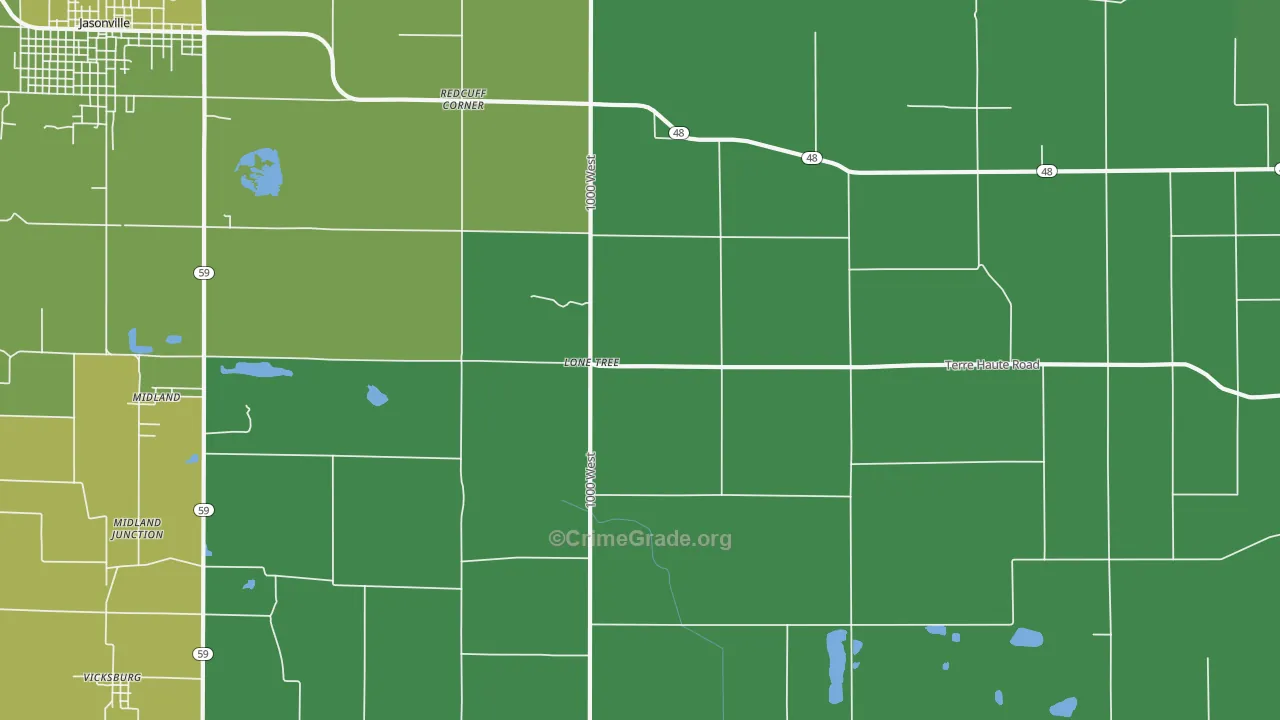 Lonetree, IN Map of Theft Rates