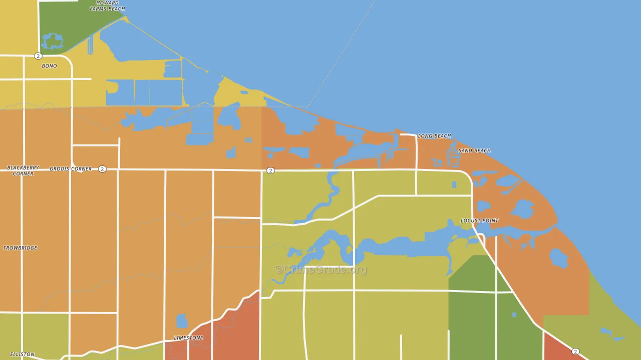 Long Beach, OH Map of Theft Rates