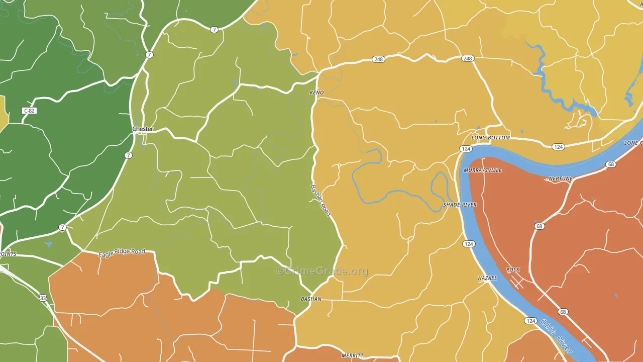 Long Bottom, OH Map of Theft Rates