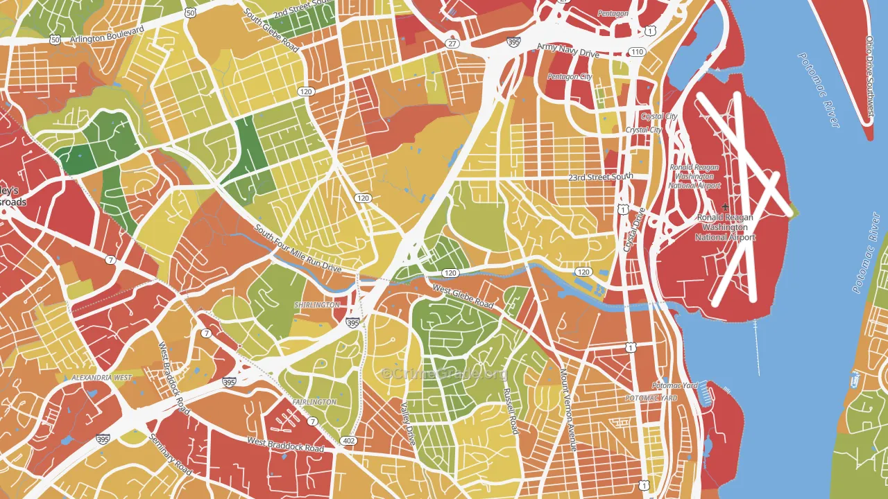 Long Branch Creek, Arlington, VA Map of Theft Rates