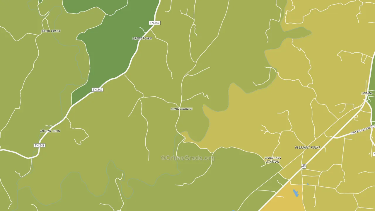 Long Branch, TN Map of Theft Rates