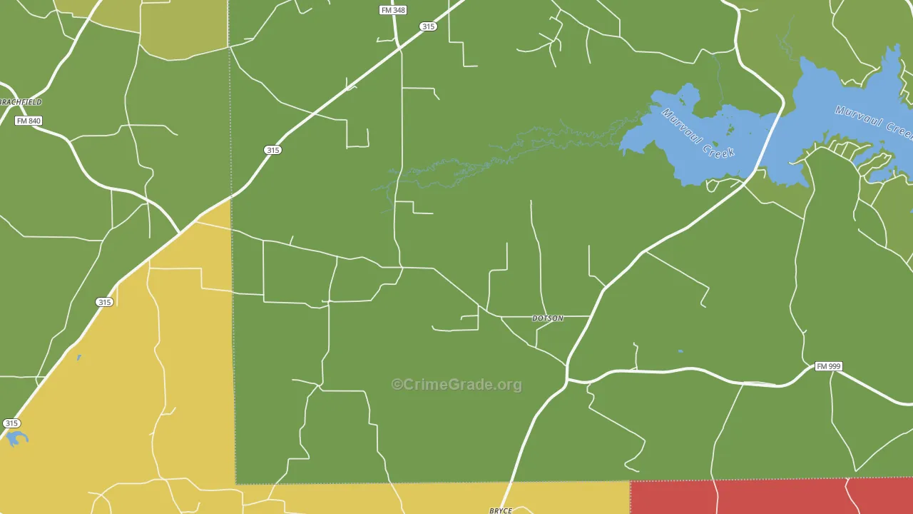 Long Branch, TX Map of Theft Rates