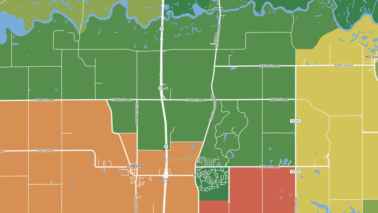 Long Grove, IA Map of Theft Rates