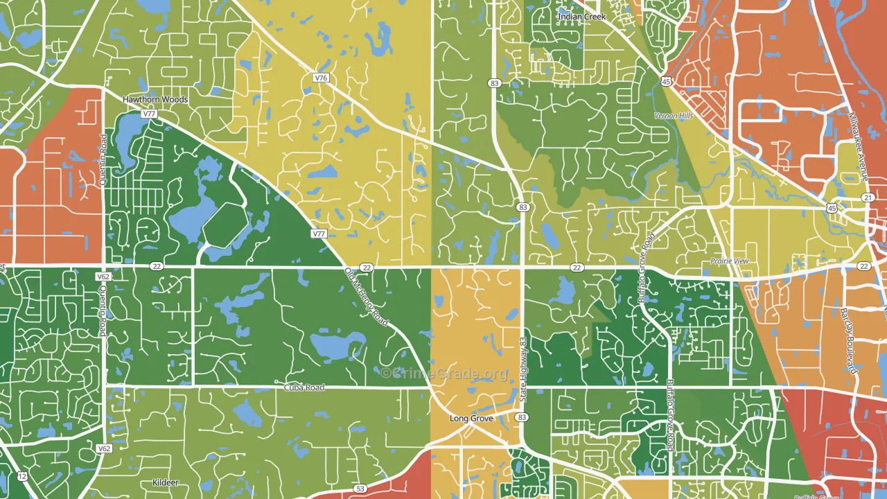 Long Grove, IL Map of Theft Rates