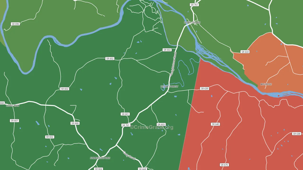 Long Island, VA Map of Theft Rates