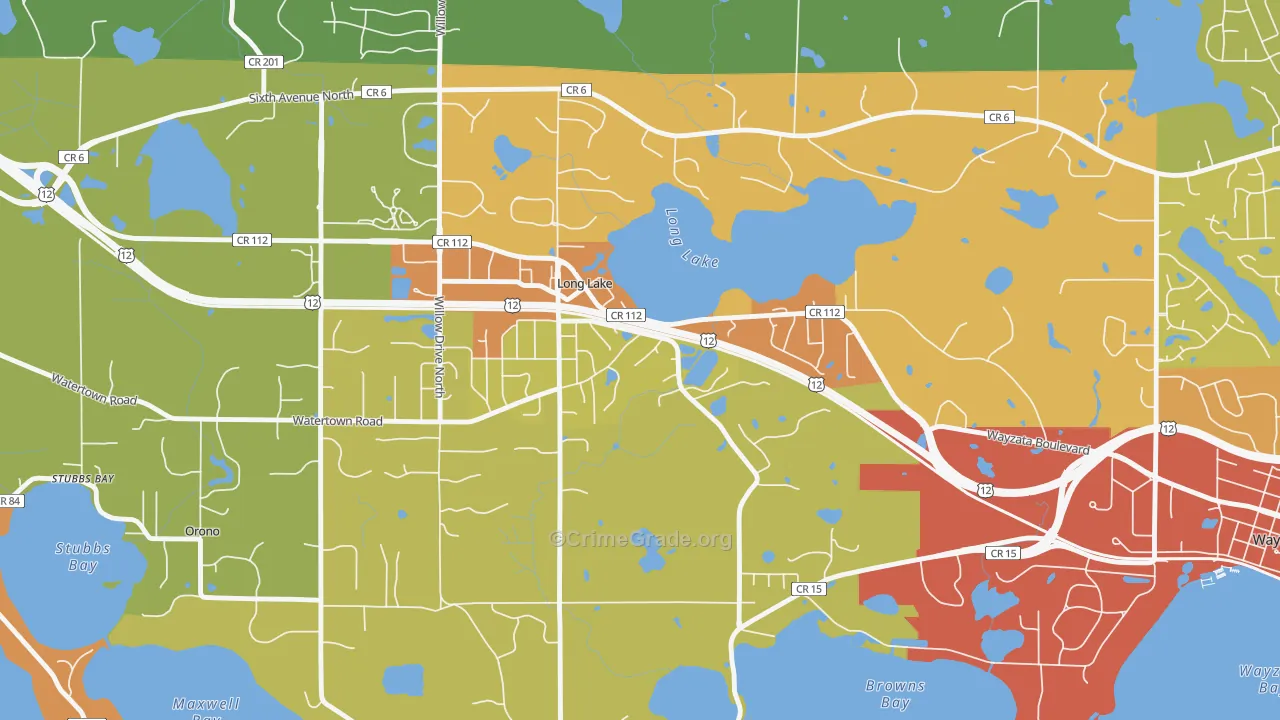 Long Lake, MN Map of Theft Rates