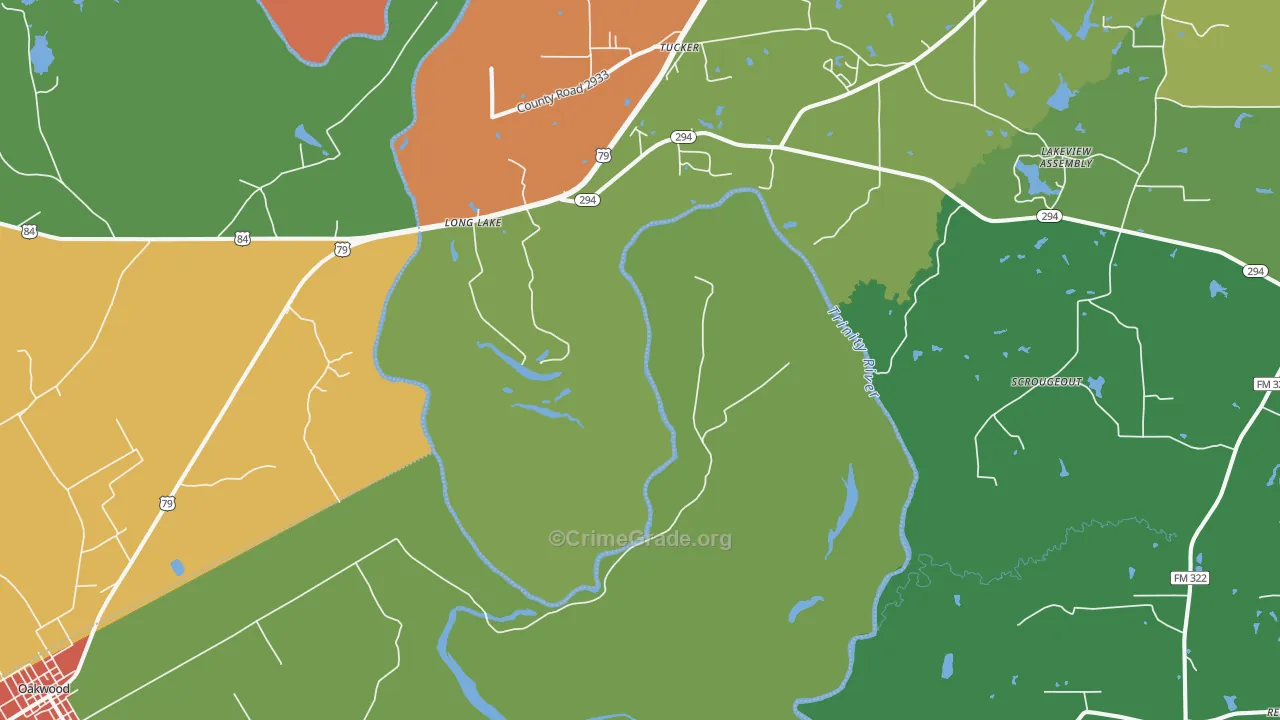 Long Lake, TX Map of Theft Rates
