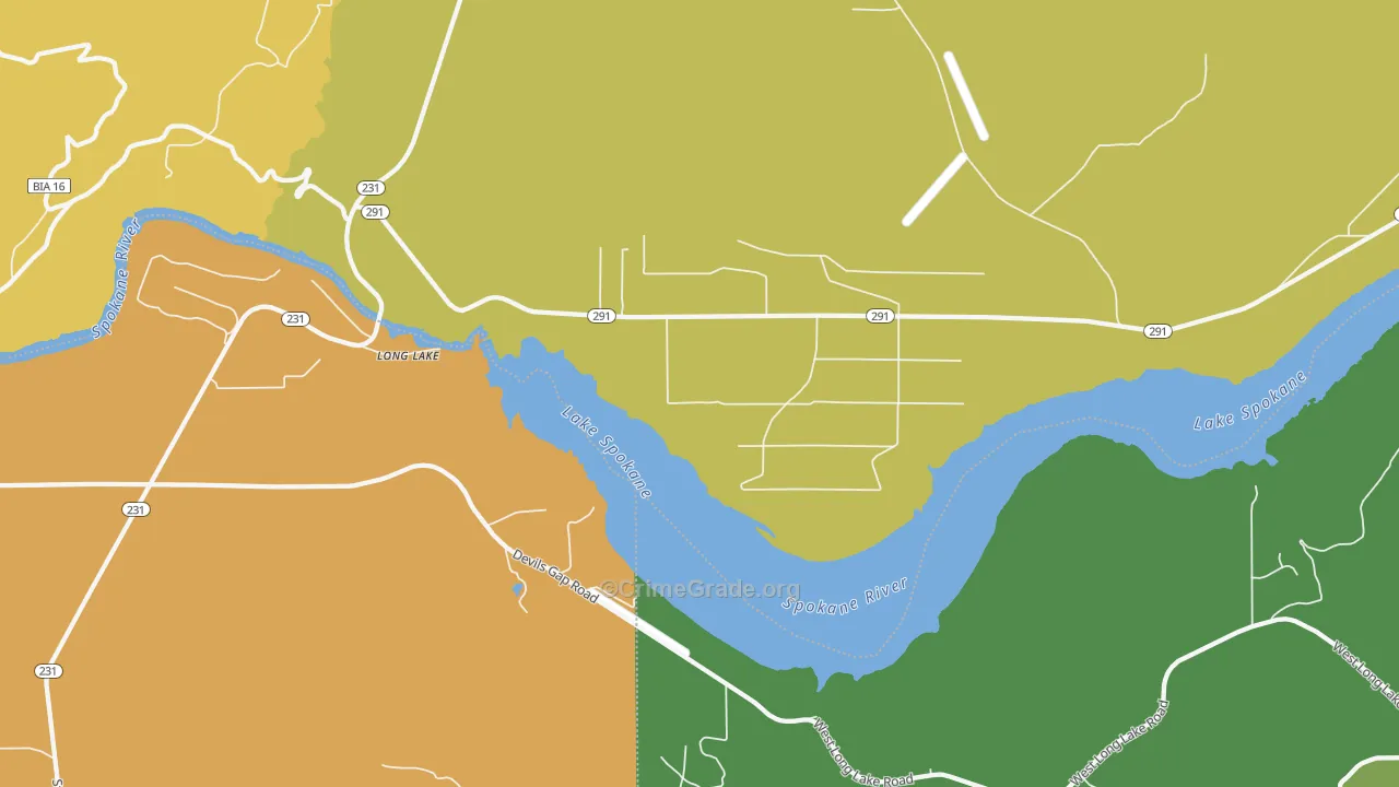 Long Lake, WA Map of Theft Rates