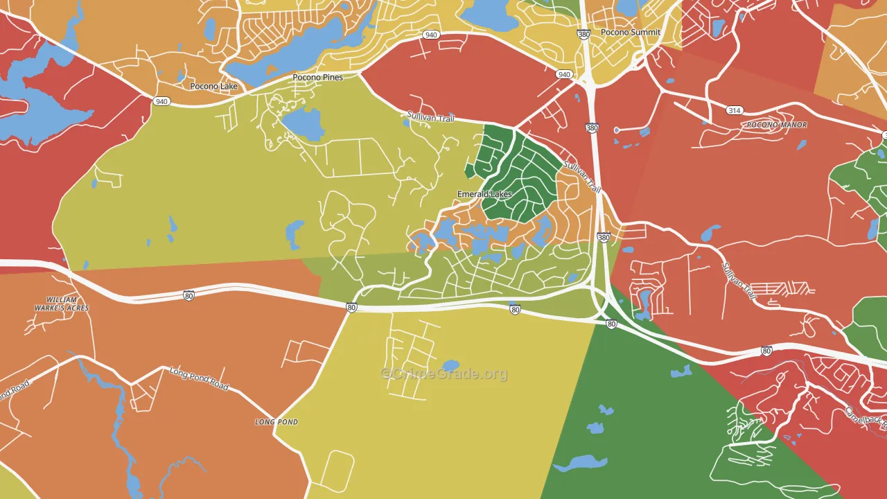 Long Pond, PA Map of Theft Rates