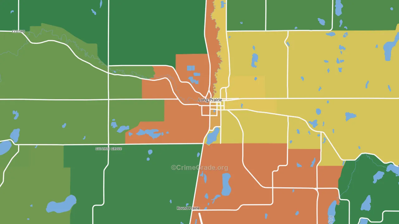 Long Prairie, MN Map of Theft Rates