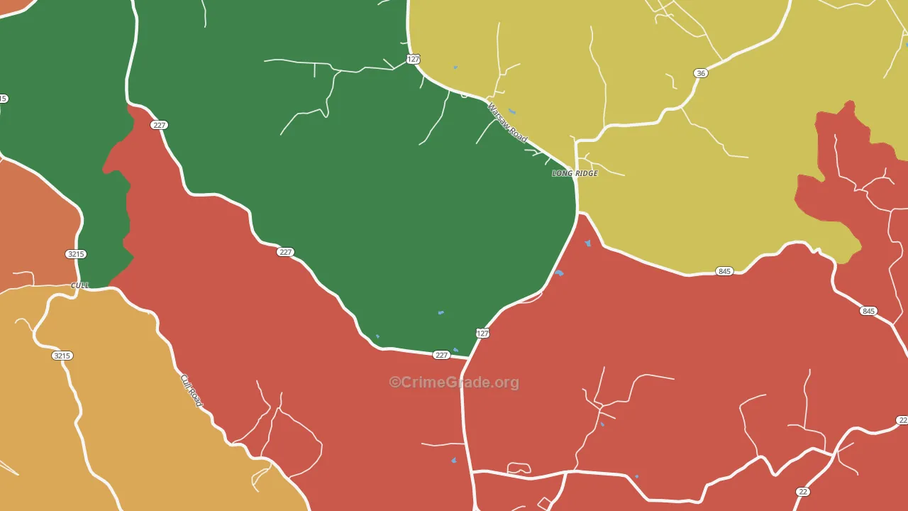 Long Ridge, KY Map of Theft Rates