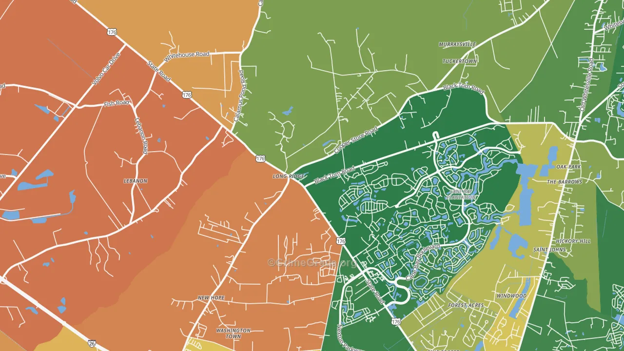 Long Ridge, SC Map of Theft Rates