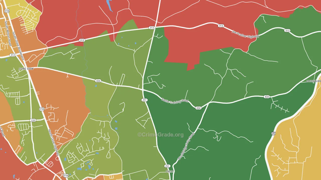 Long View, KY Map of Theft Rates