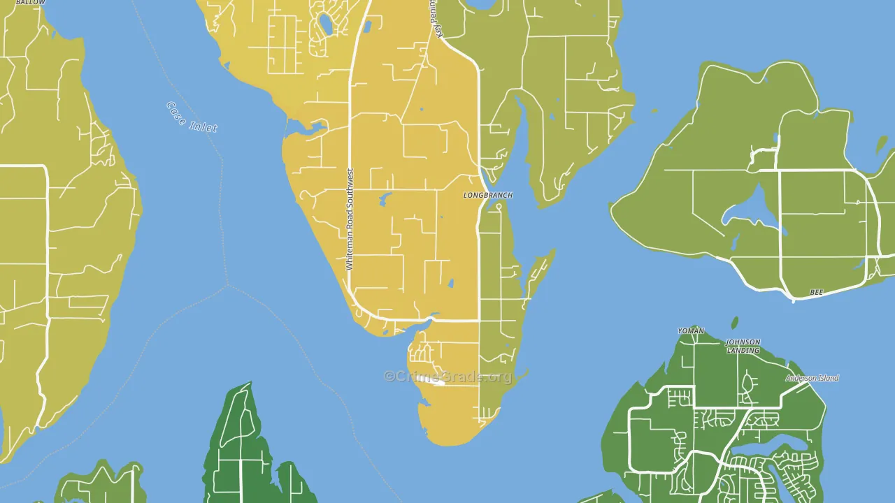 Longbranch, WA Map of Theft Rates