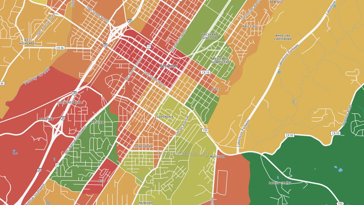 Longbrook Estates, Bessemer, AL Map of Theft Rates