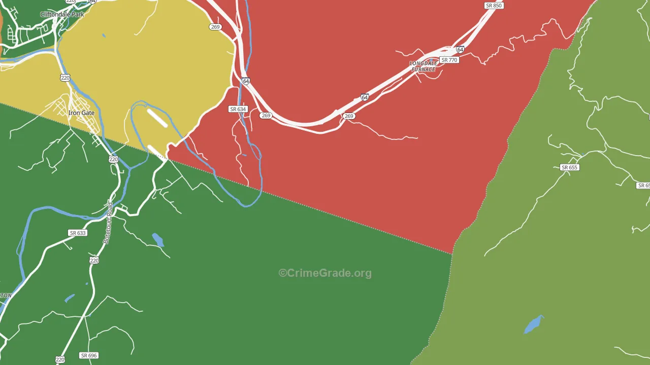 Longdale Furnace, VA Map of Theft Rates
