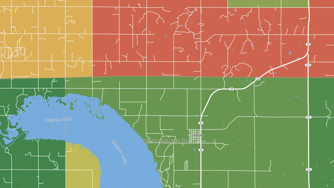 Longdale, OK Map of Theft Rates