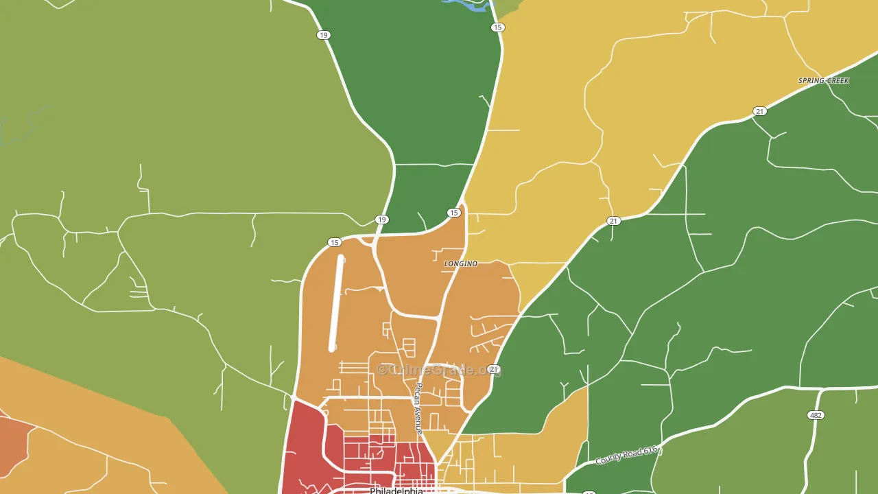 Longino, MS Map of Theft Rates