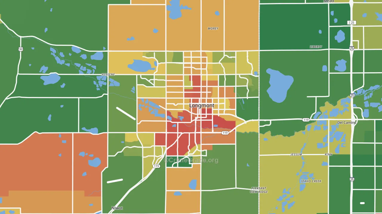 Longmont, CO Map of Theft Rates