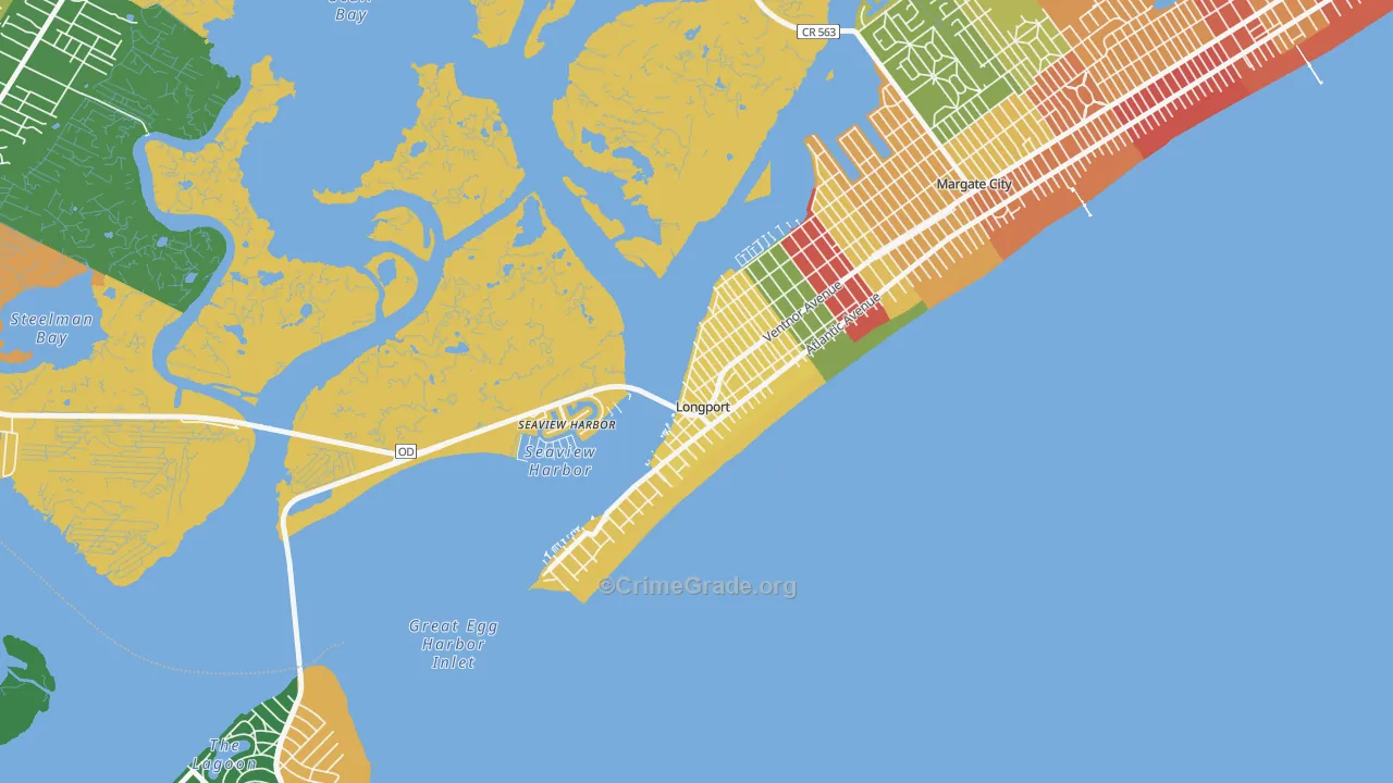Longport, NJ Map of Theft Rates