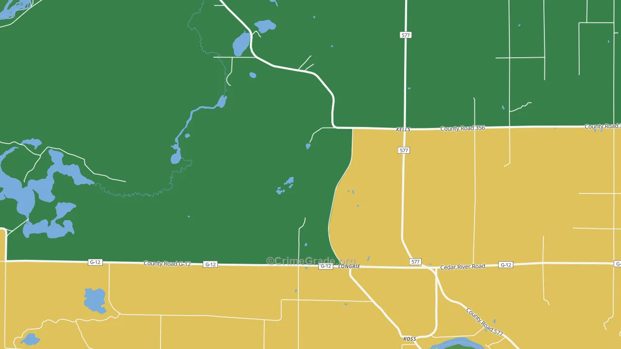 Longrie, MI Map of Theft Rates