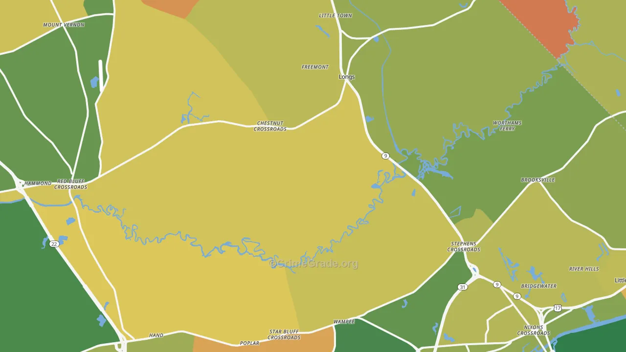 Longs, SC Map of Theft Rates