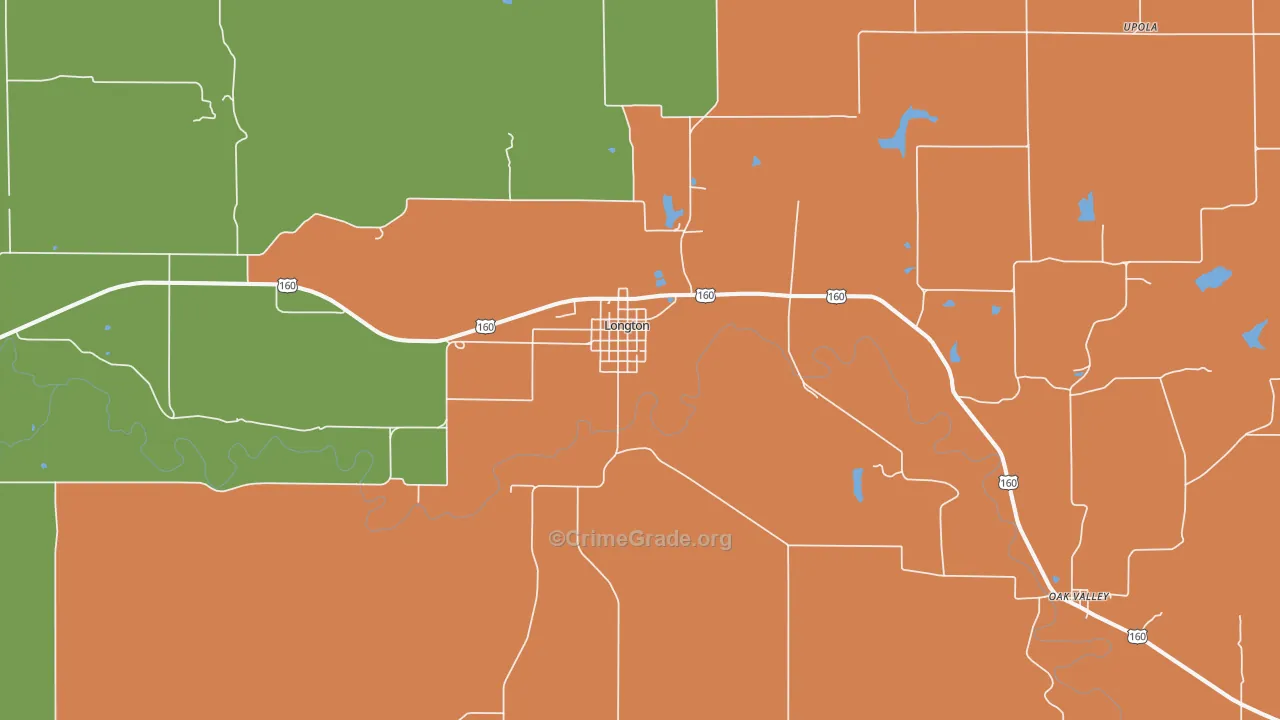 Longton, KS Map of Theft Rates