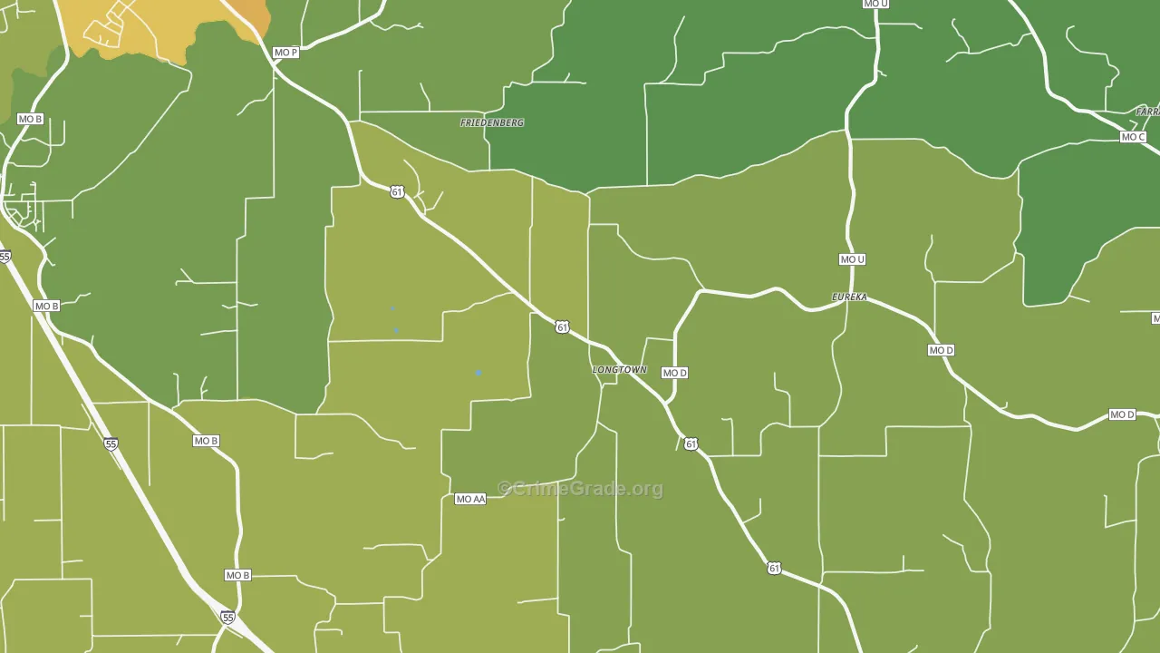 Longtown, MO Map of Theft Rates
