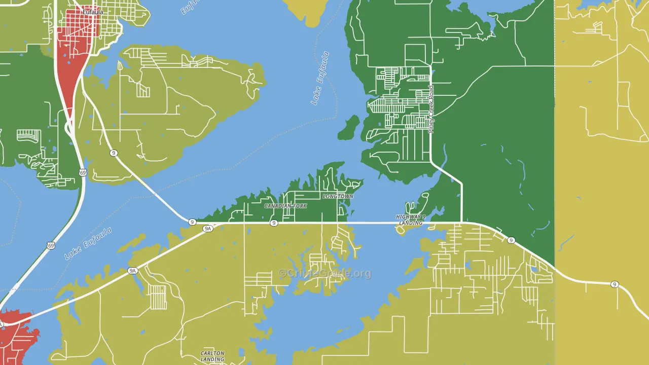 Longtown, OK Map of Theft Rates