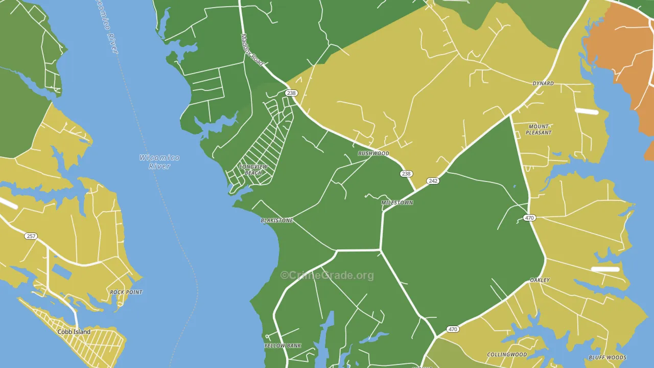 Longview Beach, MD Map of Theft Rates