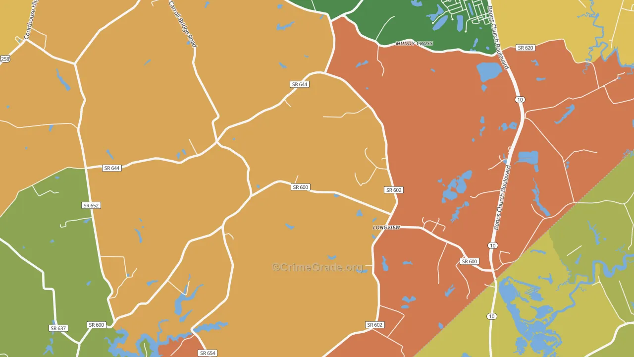 Longview, VA Map of Theft Rates