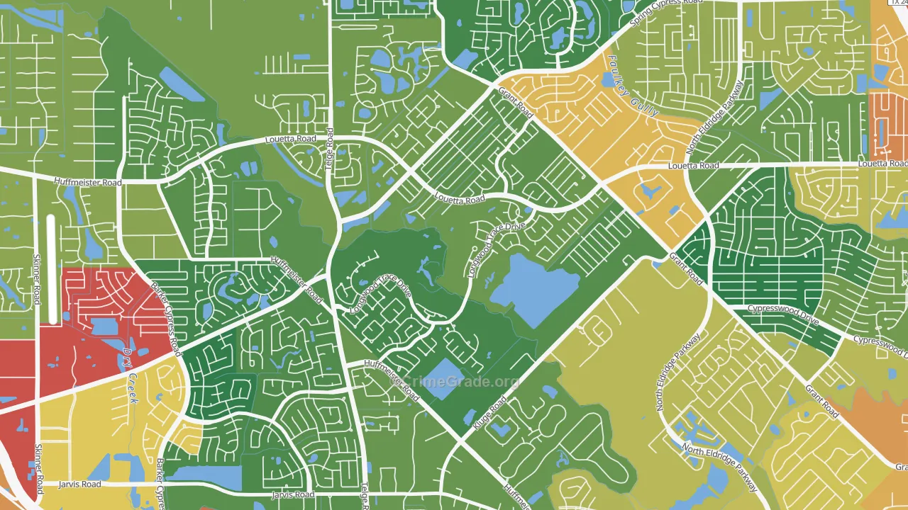 Longwood, Cypress, TX Map of Theft Rates