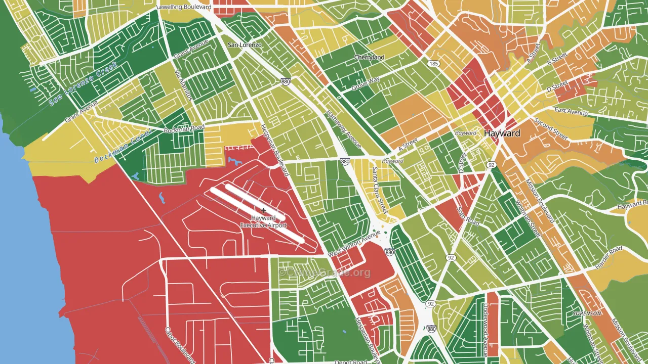Longwood-Winton Grove, Hayward, CA Map of Theft Rates
