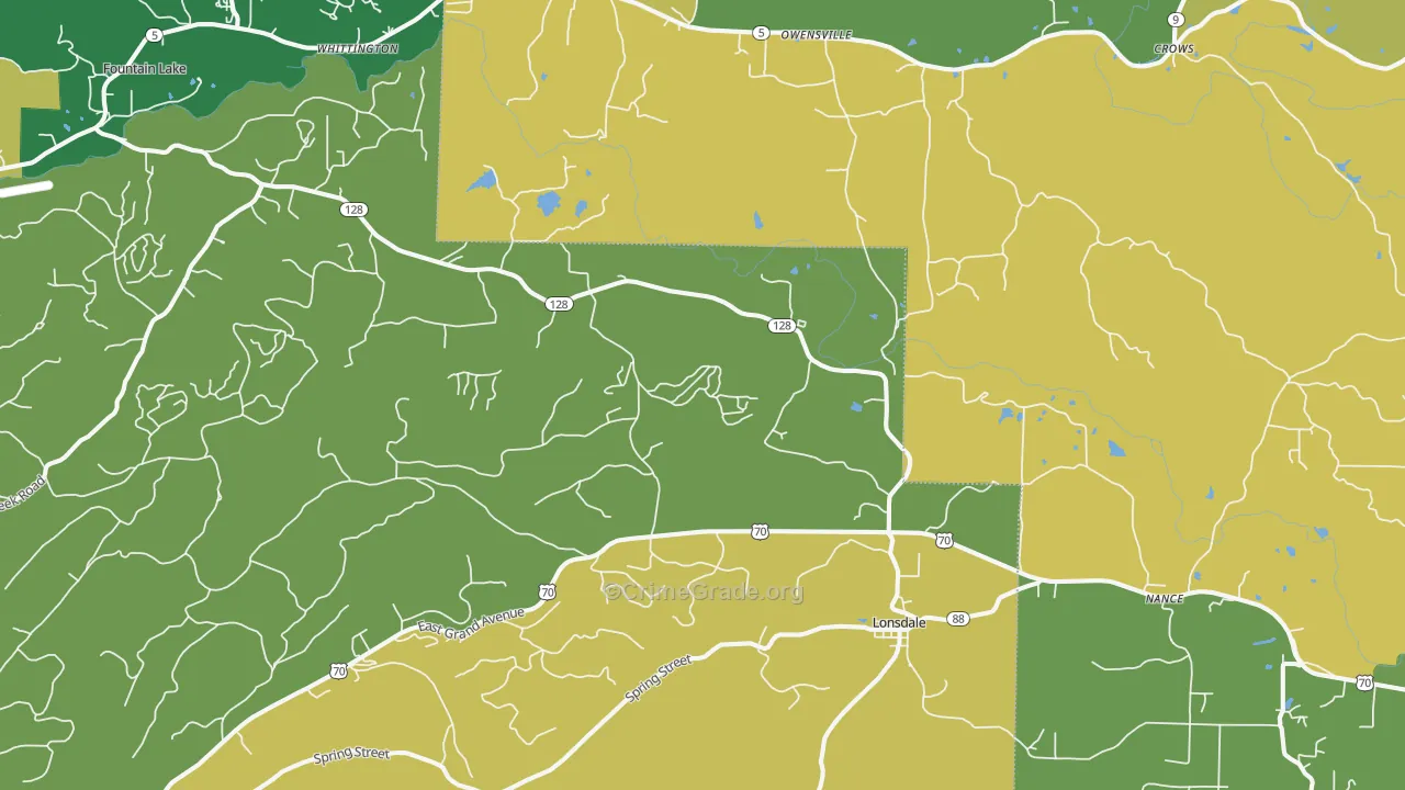 Lonsdale, AR Map of Theft Rates