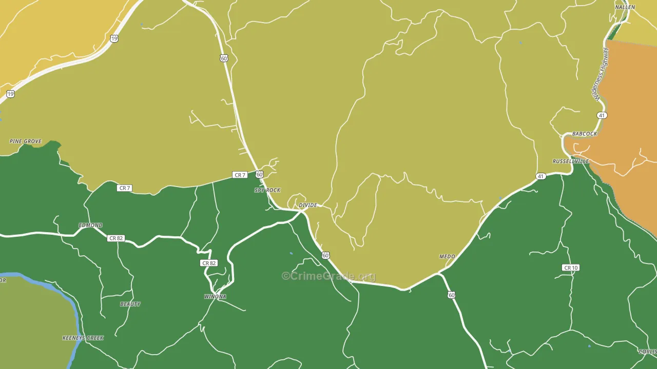 Lookout, WV Map of Theft Rates