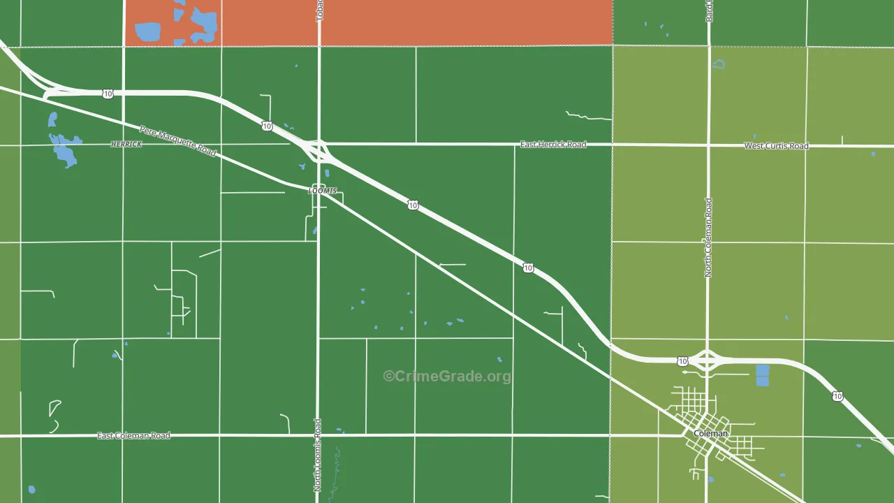 Loomis, MI Map of Theft Rates