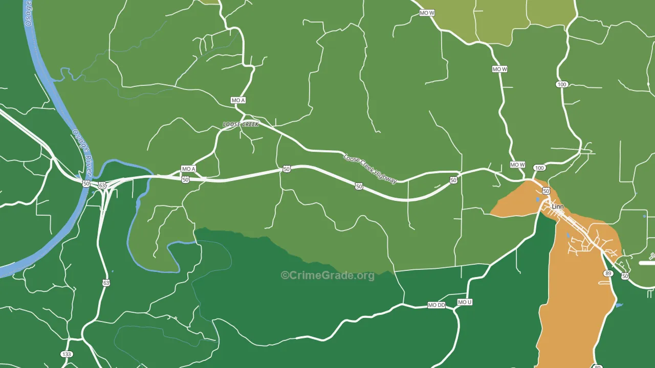 Loose Creek, MO Map of Theft Rates