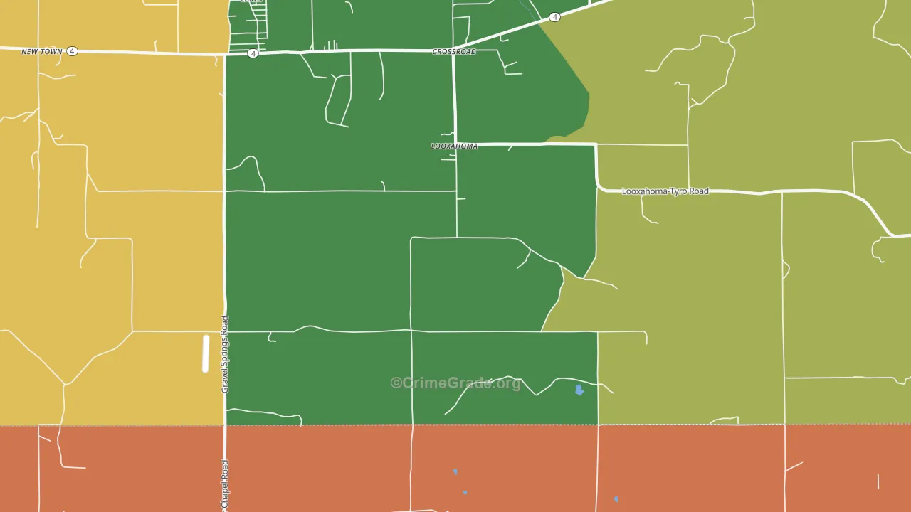 Looxahoma, MS Map of Theft Rates