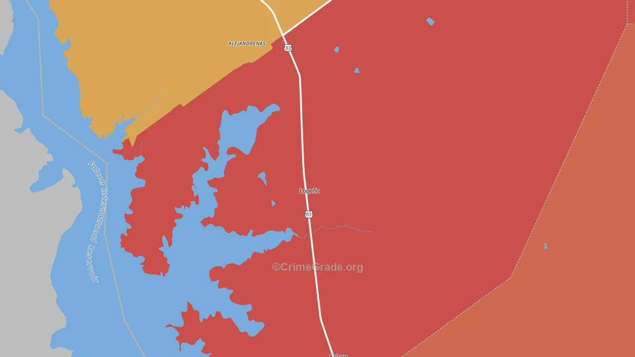 Lopeno, TX Map of Theft Rates