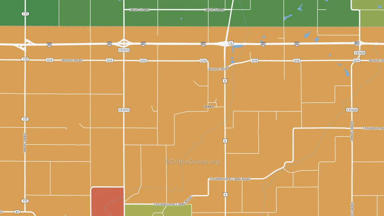 Lorah, IA Map of Theft Rates
