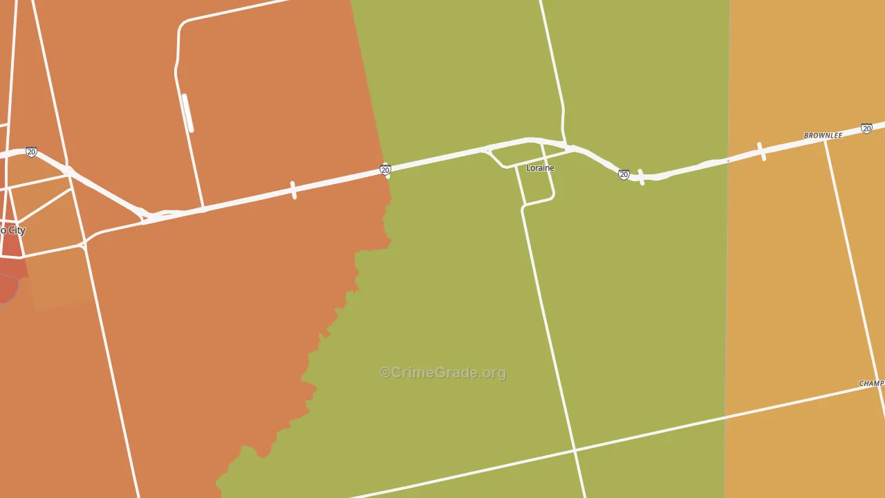 Loraine, TX Map of Theft Rates