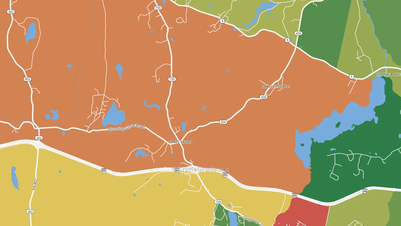 Lords Valley, PA Map of Theft Rates