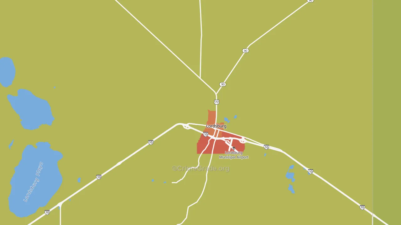 Lordsburg, NM Map of Theft Rates