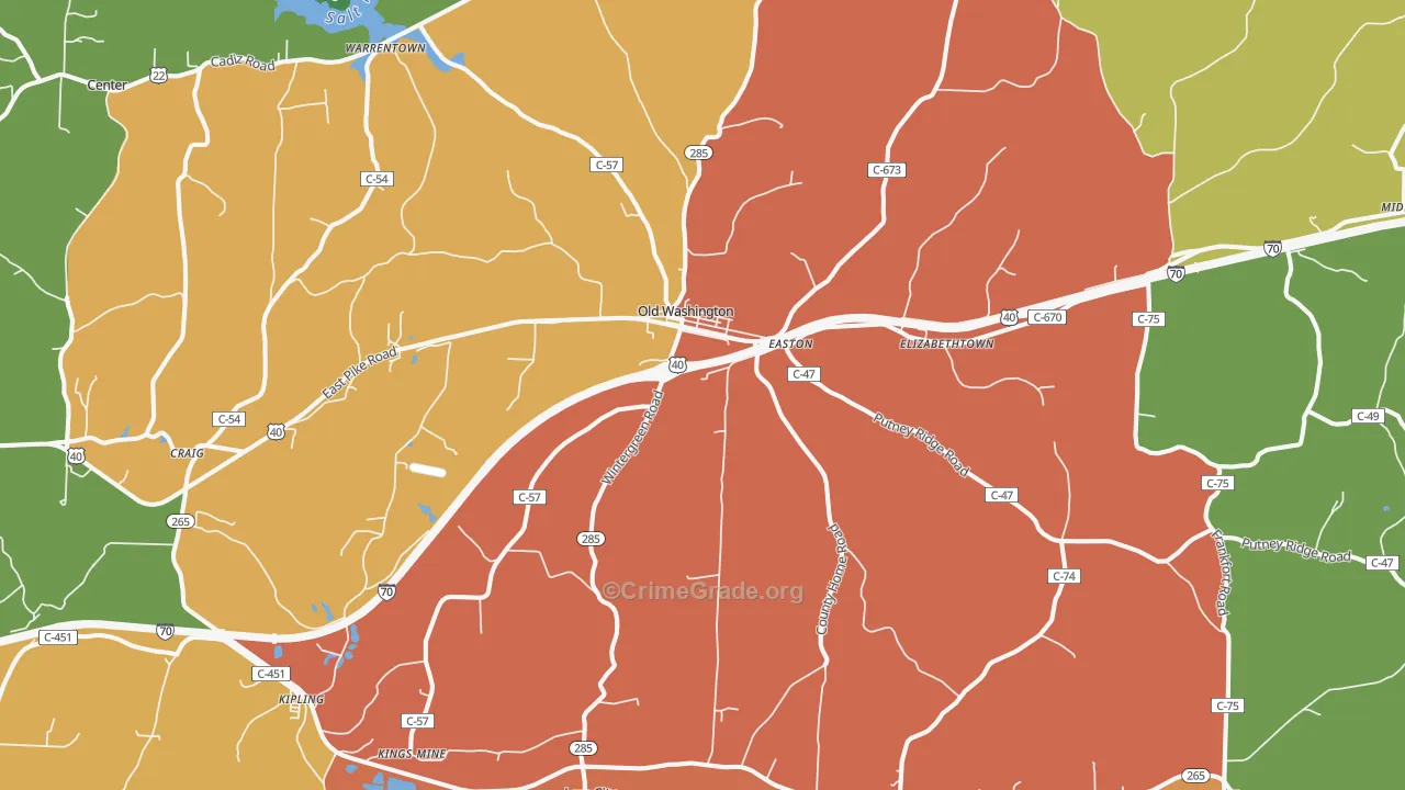 Lore City, OH Map of Theft Rates
