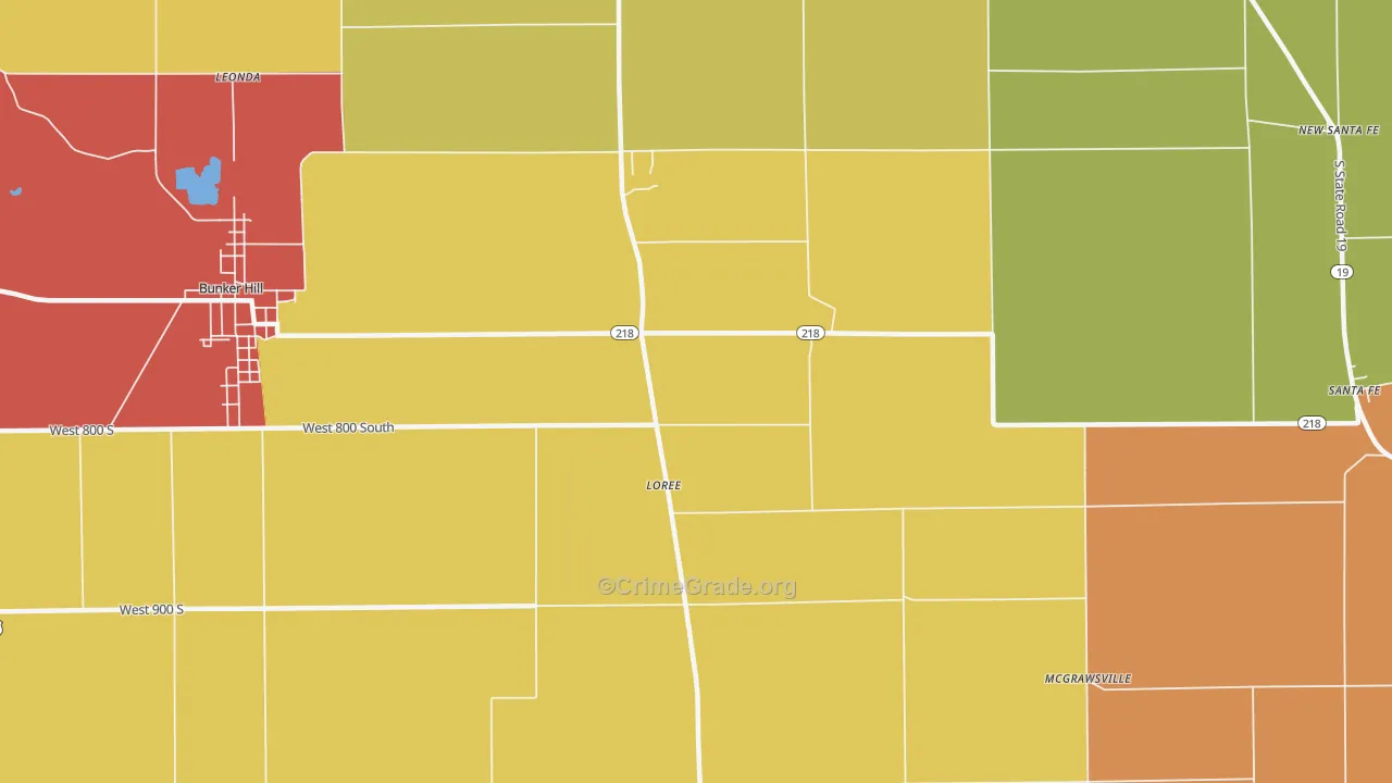 Loree, IN Map of Theft Rates