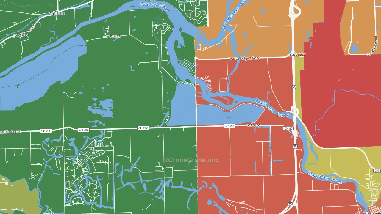 Lorenzo, IL Map of Theft Rates